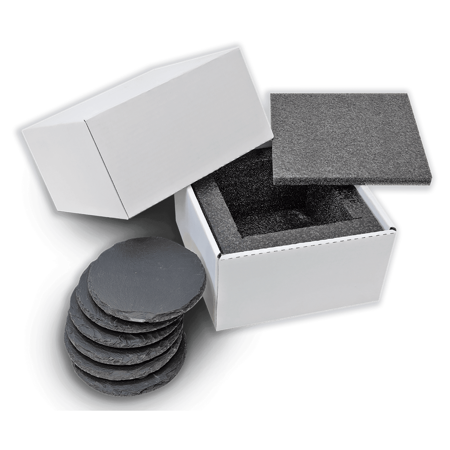 4" Round Slate Coaster Set-6 Piece